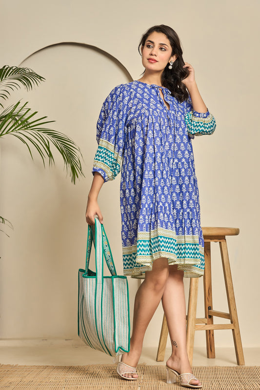 Striped Cotton Quilted Tote Bag – Eco-Friendly Shoulder Bag with Green Piping