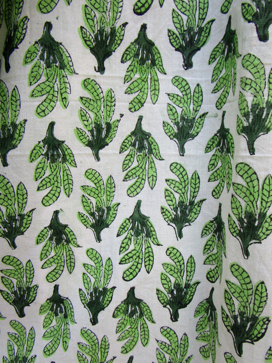 green block printed womens blouse with tassels