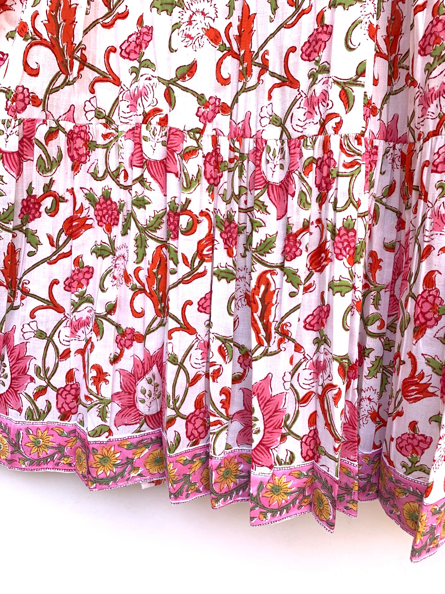 cotton pink green jungle printed women's maxi dress
