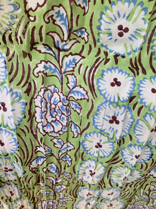 bohemian green plant printed women's maxi dress - long sleeves bobbin maxi