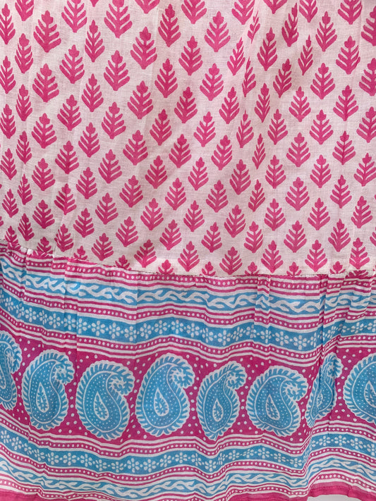 pink blue floral screen printed women's maxi skirts