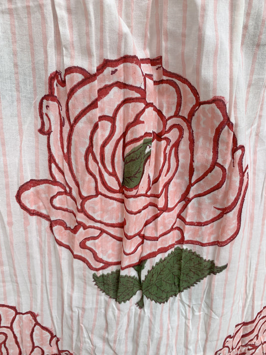 Rose Block Print Cotton Tiered Maxi Dress – Boho Puff Sleeve Dress