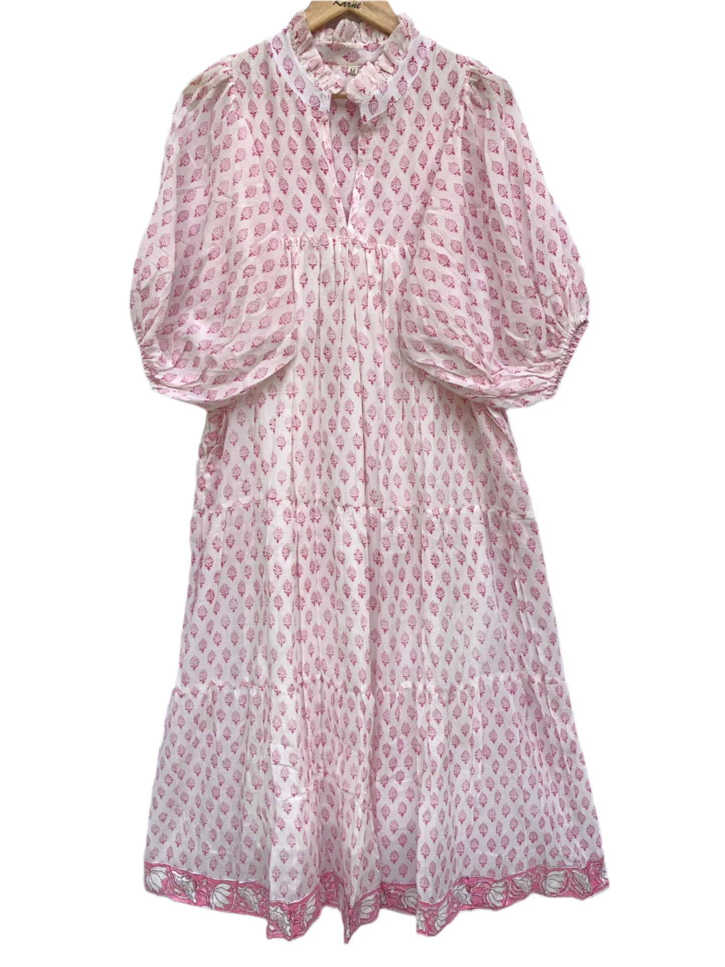 pink floral pattern printed women's maxi dress