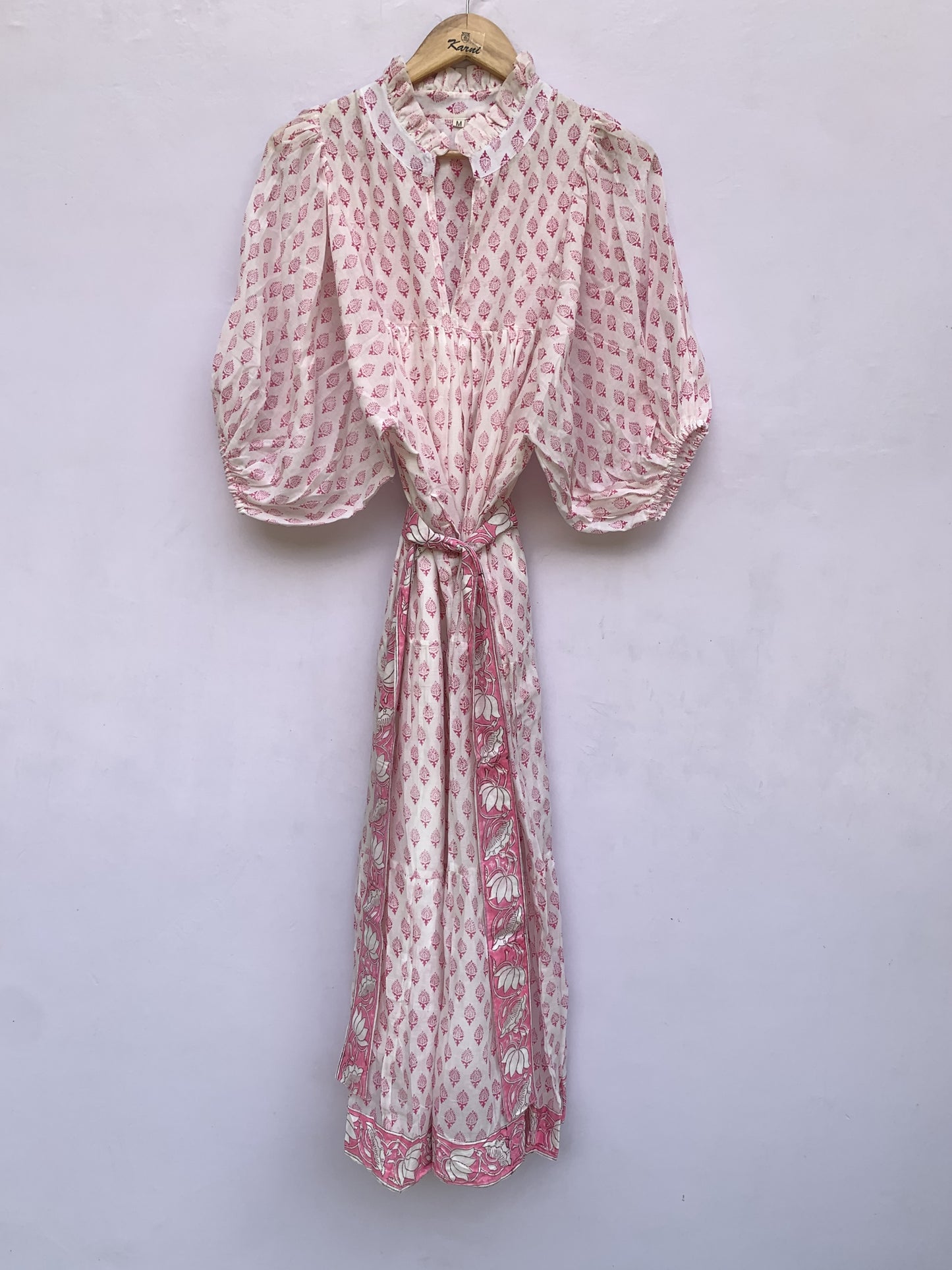 pink floral pattern printed women's maxi dress