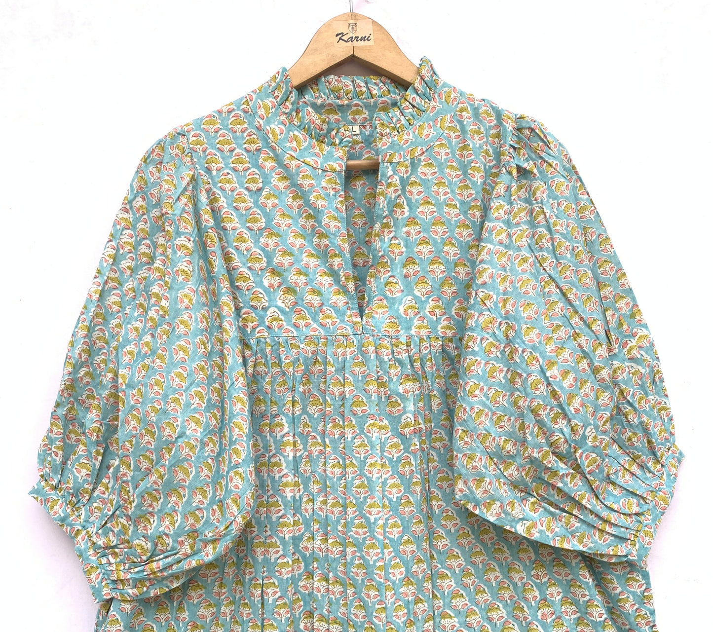 bohemian green yellow floral hand block printed women's maxi dress