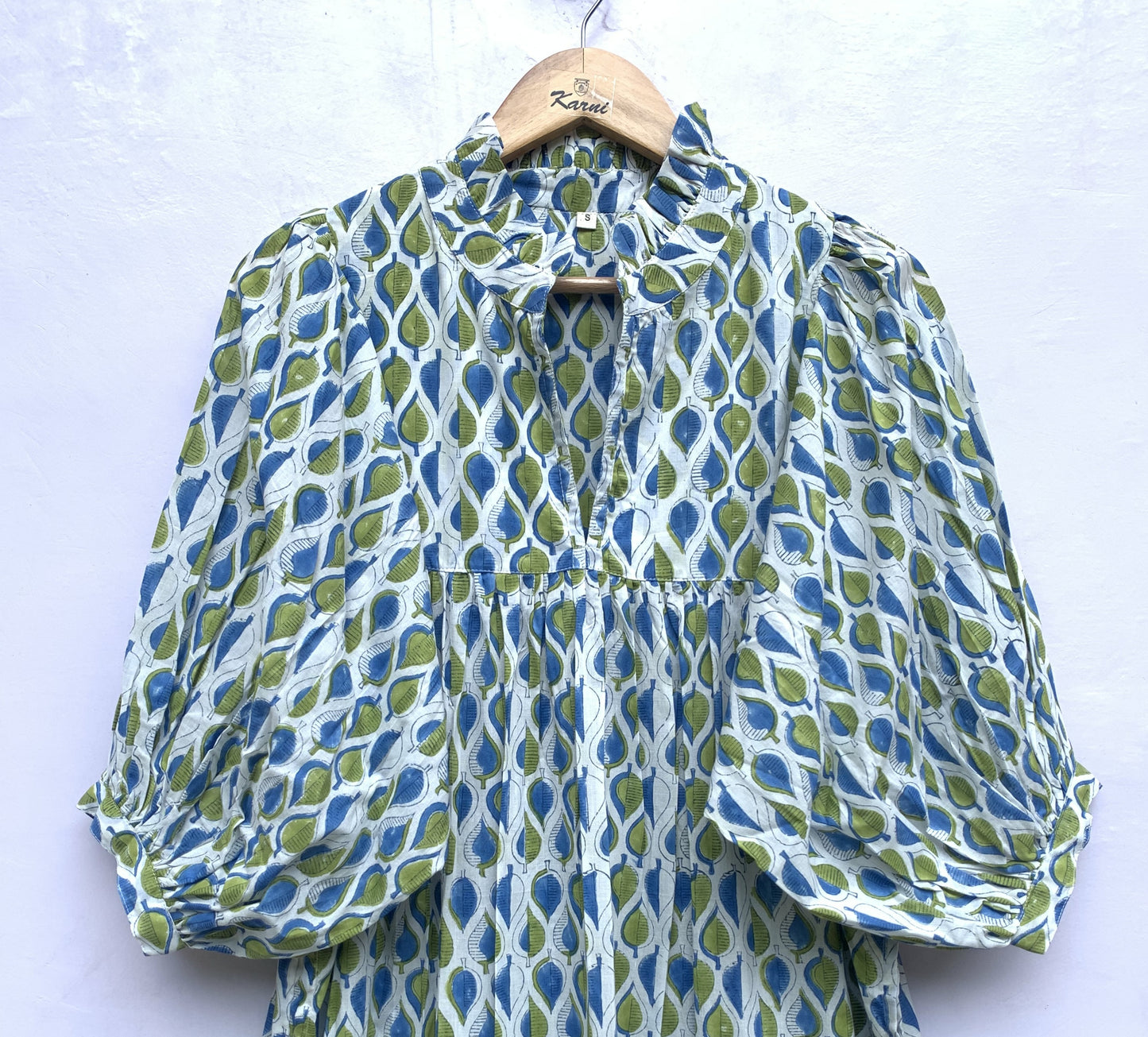 green-blue leaf printed women's long maxi dress