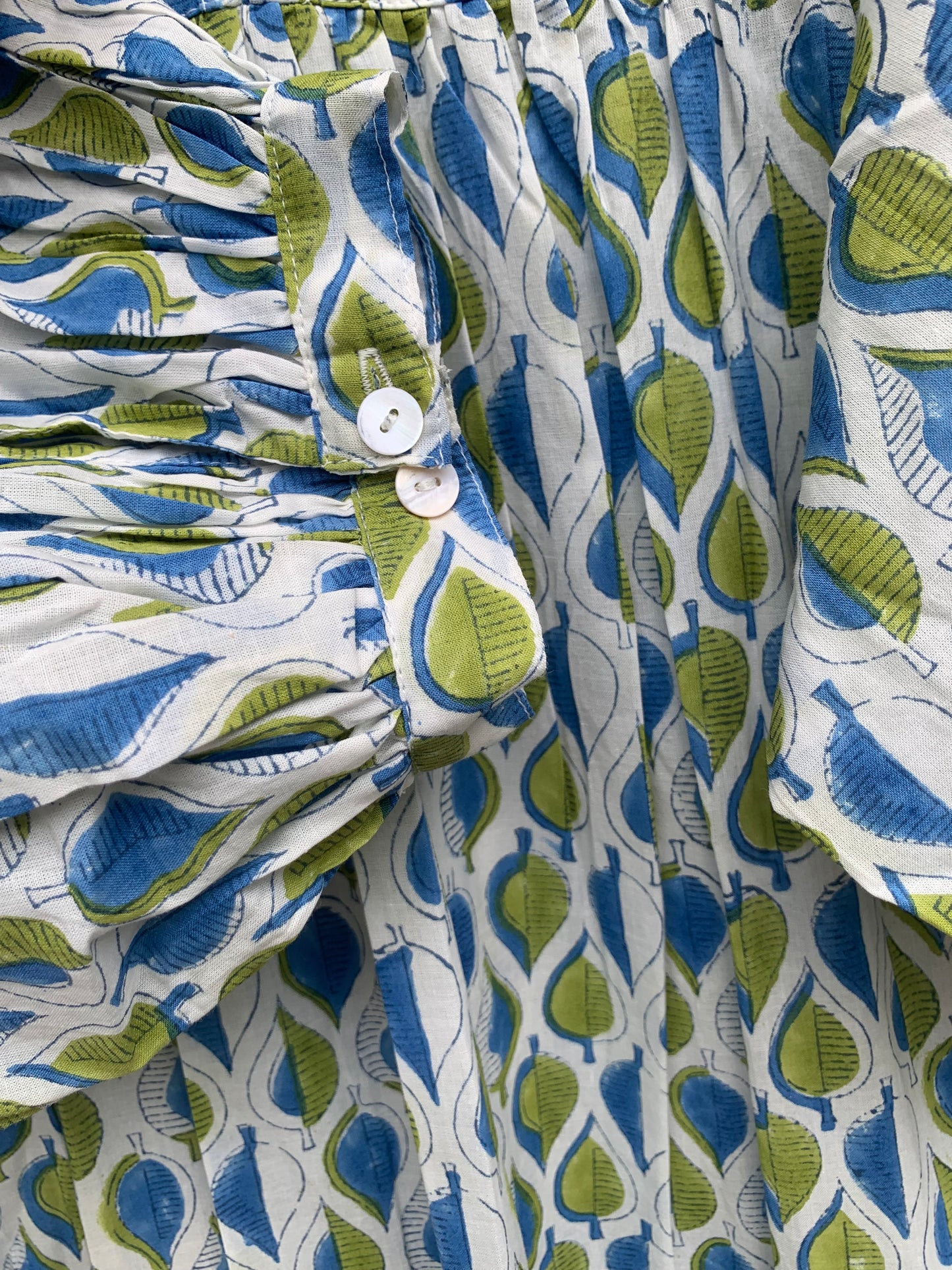 green-blue leaf printed women's long maxi dress