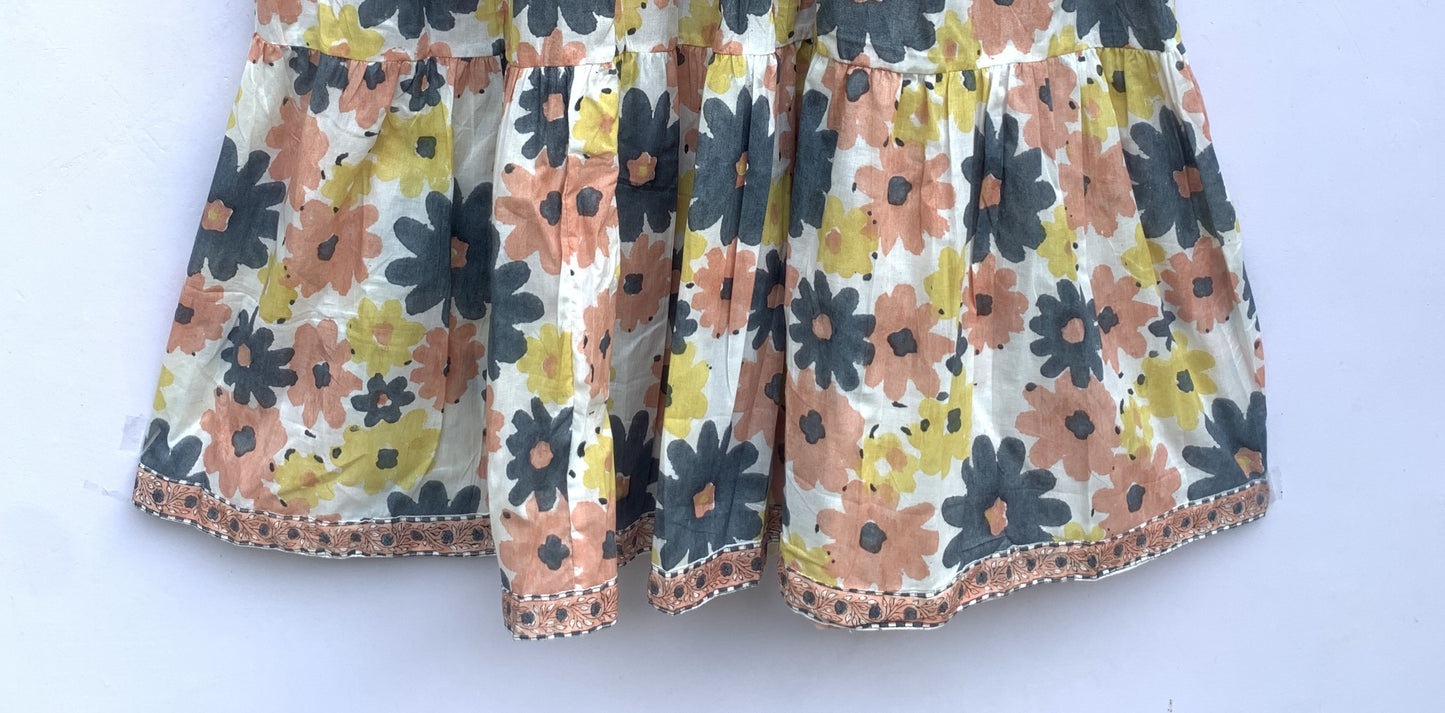 red-blue flower printed women's maxi dress