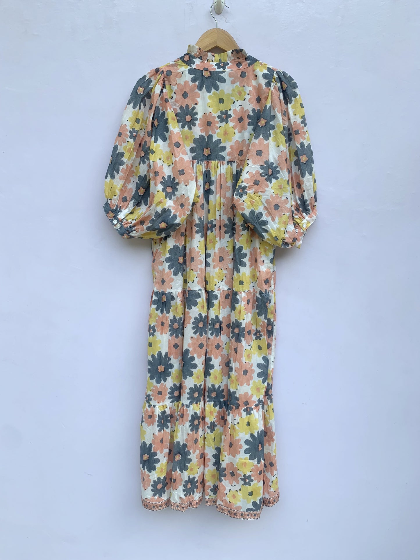 red-blue flower printed women's maxi dress