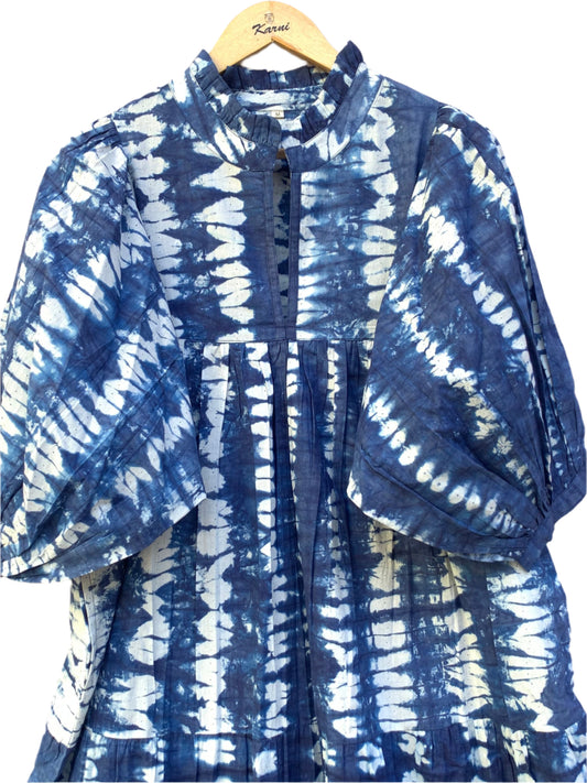 blue and white tye- dye summer maxi