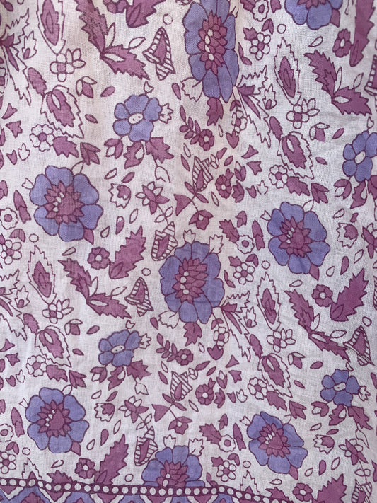 summer cotton purple blue floral screen printed women's long skirts