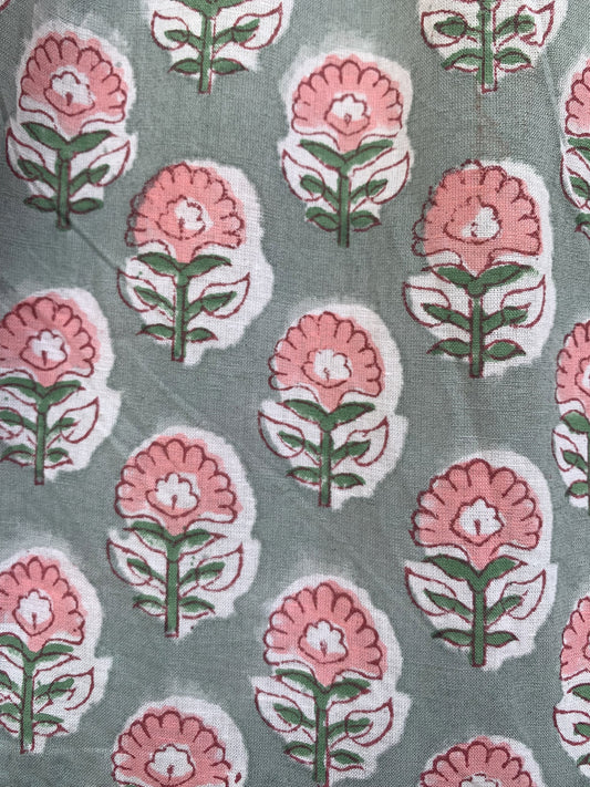 gray and pink floral womens cotton sleeveless dress