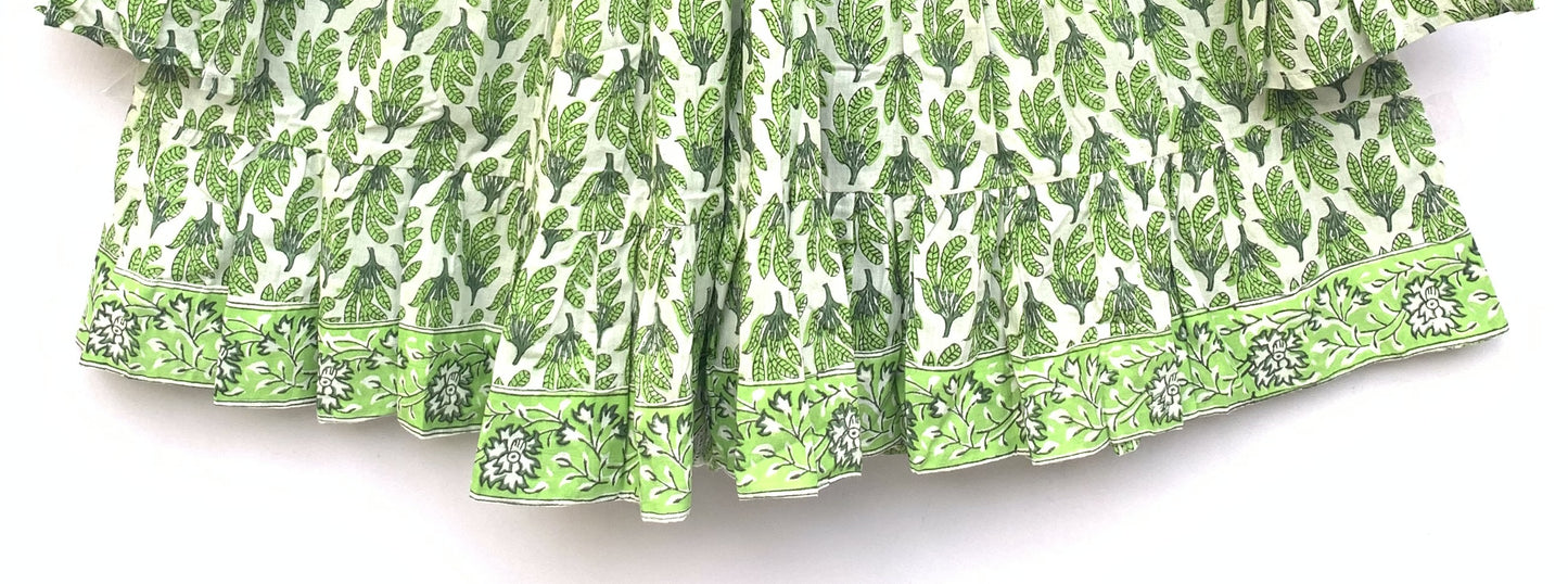 cotton summer green and white womens mini dress with tassels