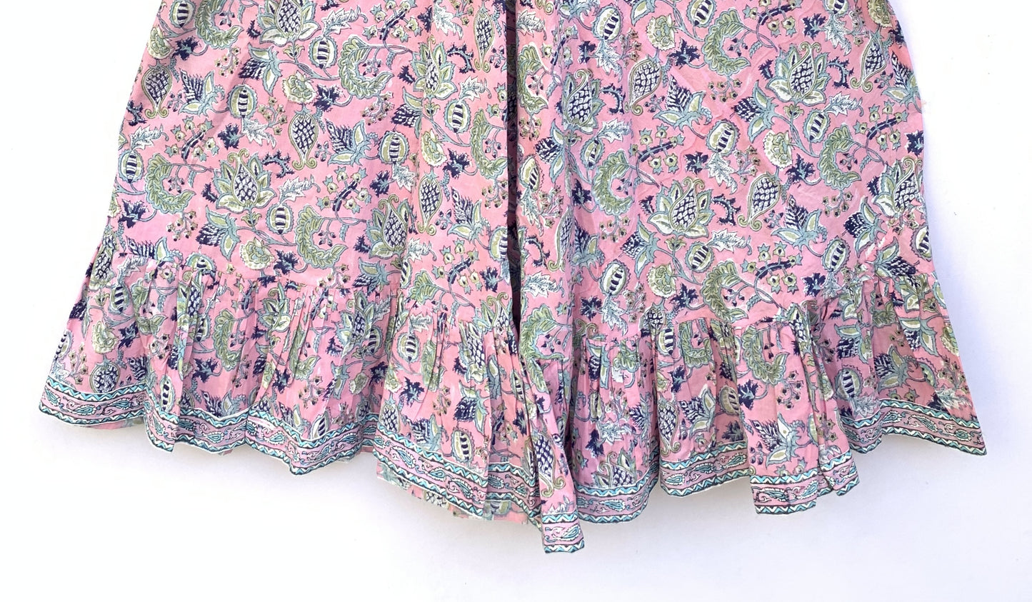 stylish pink-blue floral printed women's maxi dress - hanley neckline with buttons cotton dress