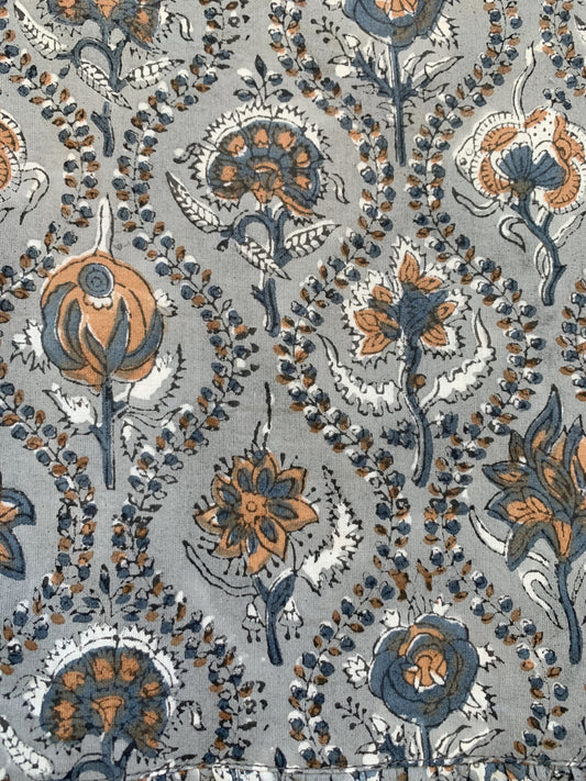 bohemian gray flora printed women's maxi dress