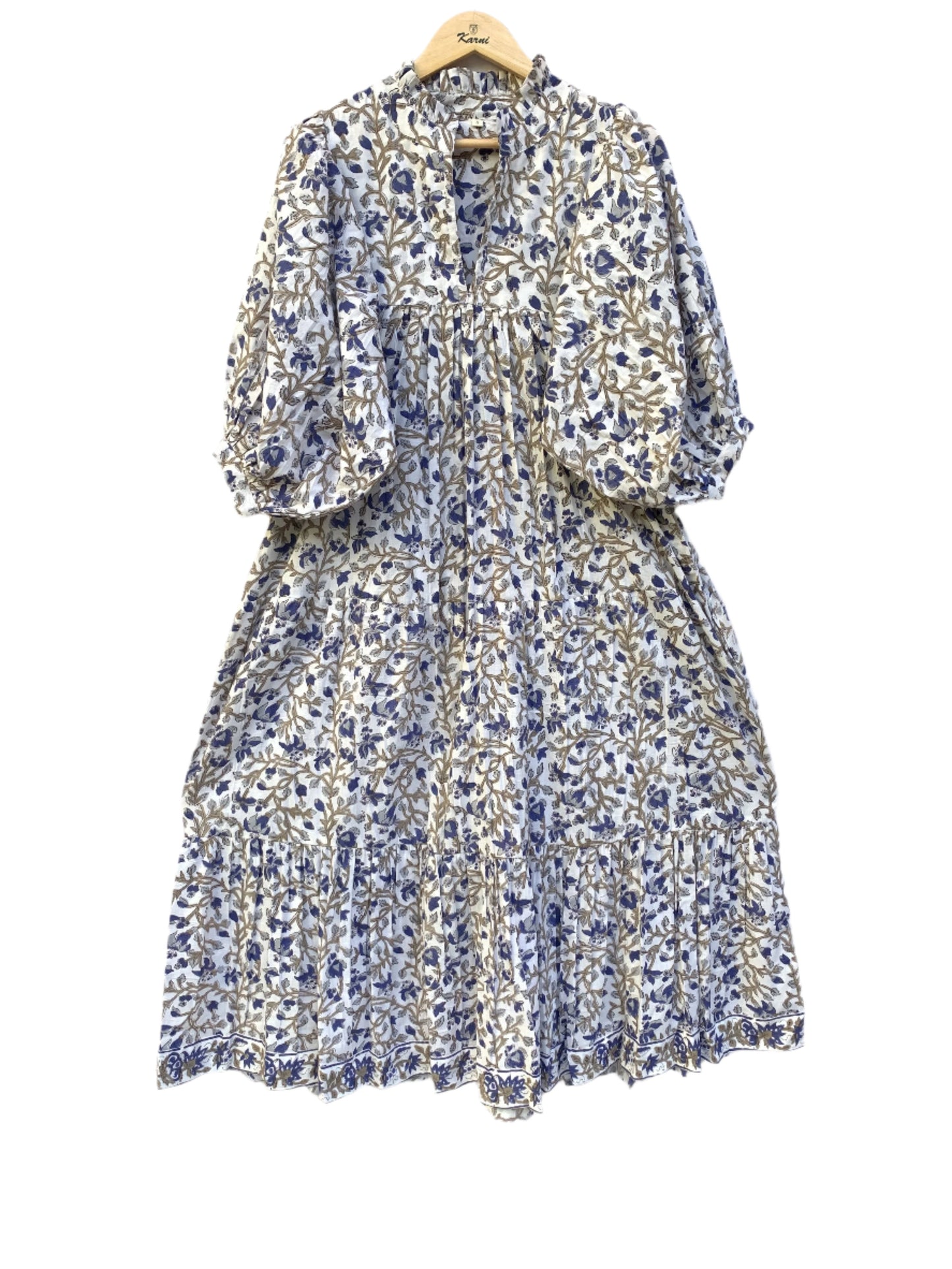 blue-gray jungle printed women's long maxi dress