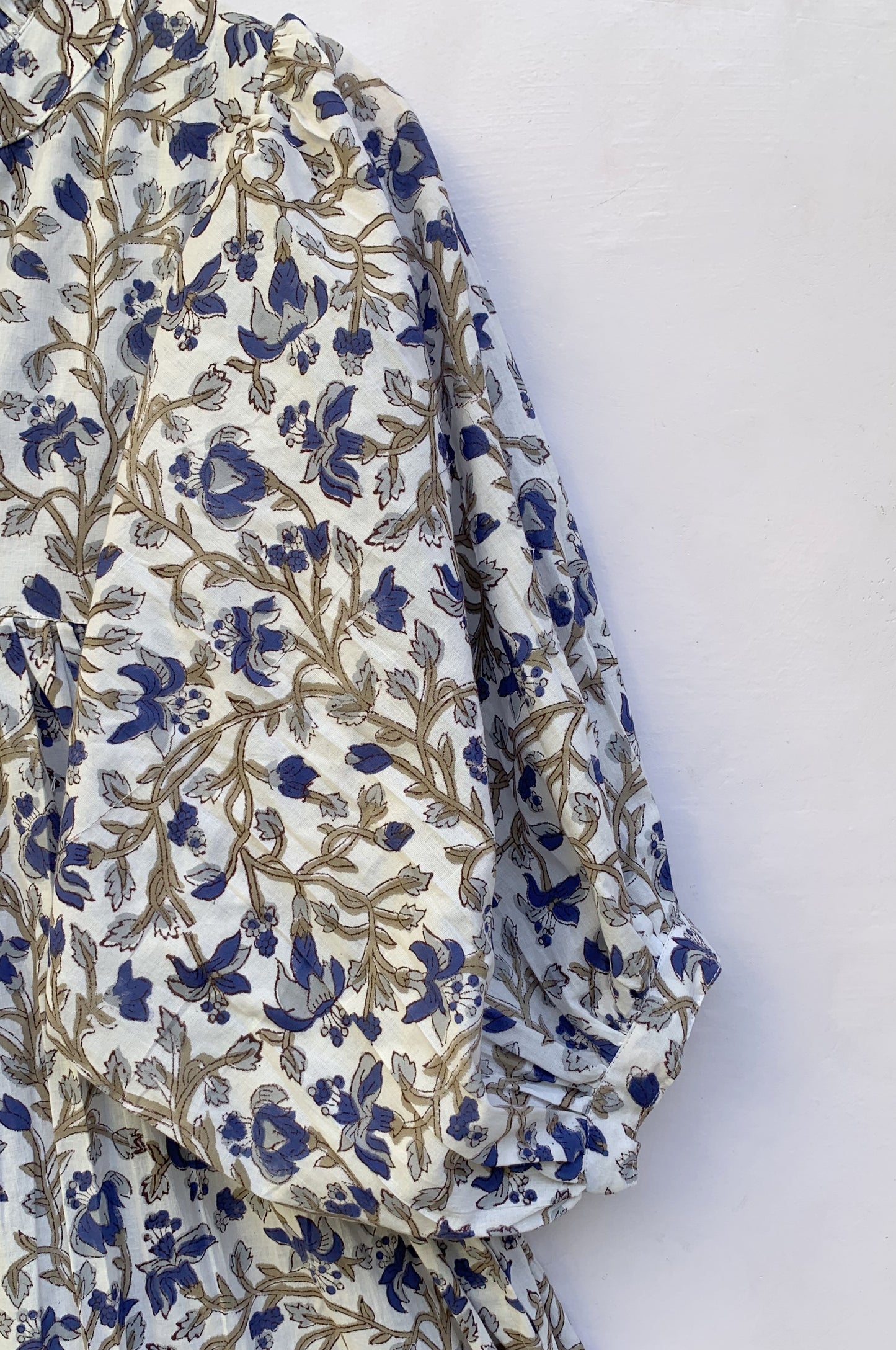 blue-gray jungle printed women's long maxi dress