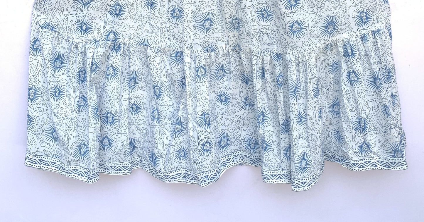 stylish blue-white floral printed women's maxi dress