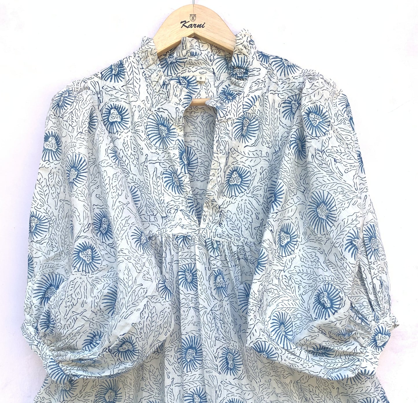 stylish blue-white floral printed women's maxi dress