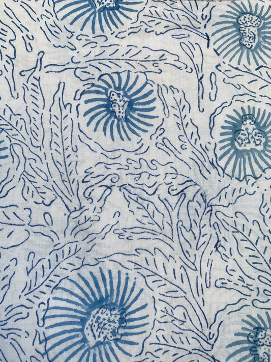 stylish blue-white floral printed women's maxi dress