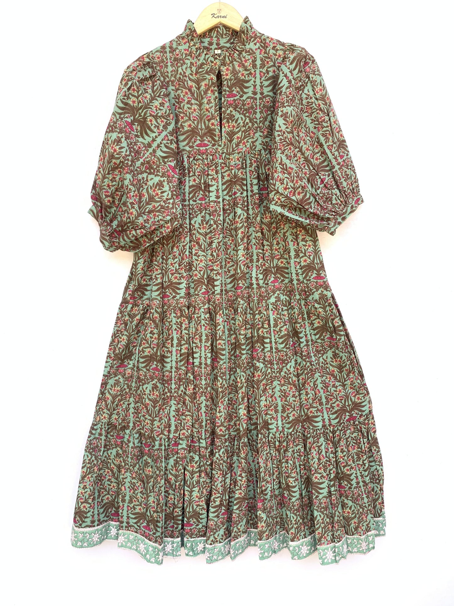 sun green-red floral printed women's maxi dress