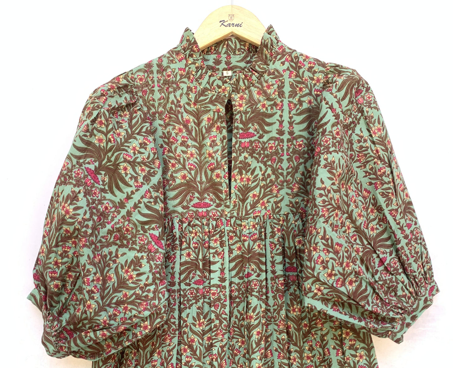 sun green-red floral printed women's maxi dress
