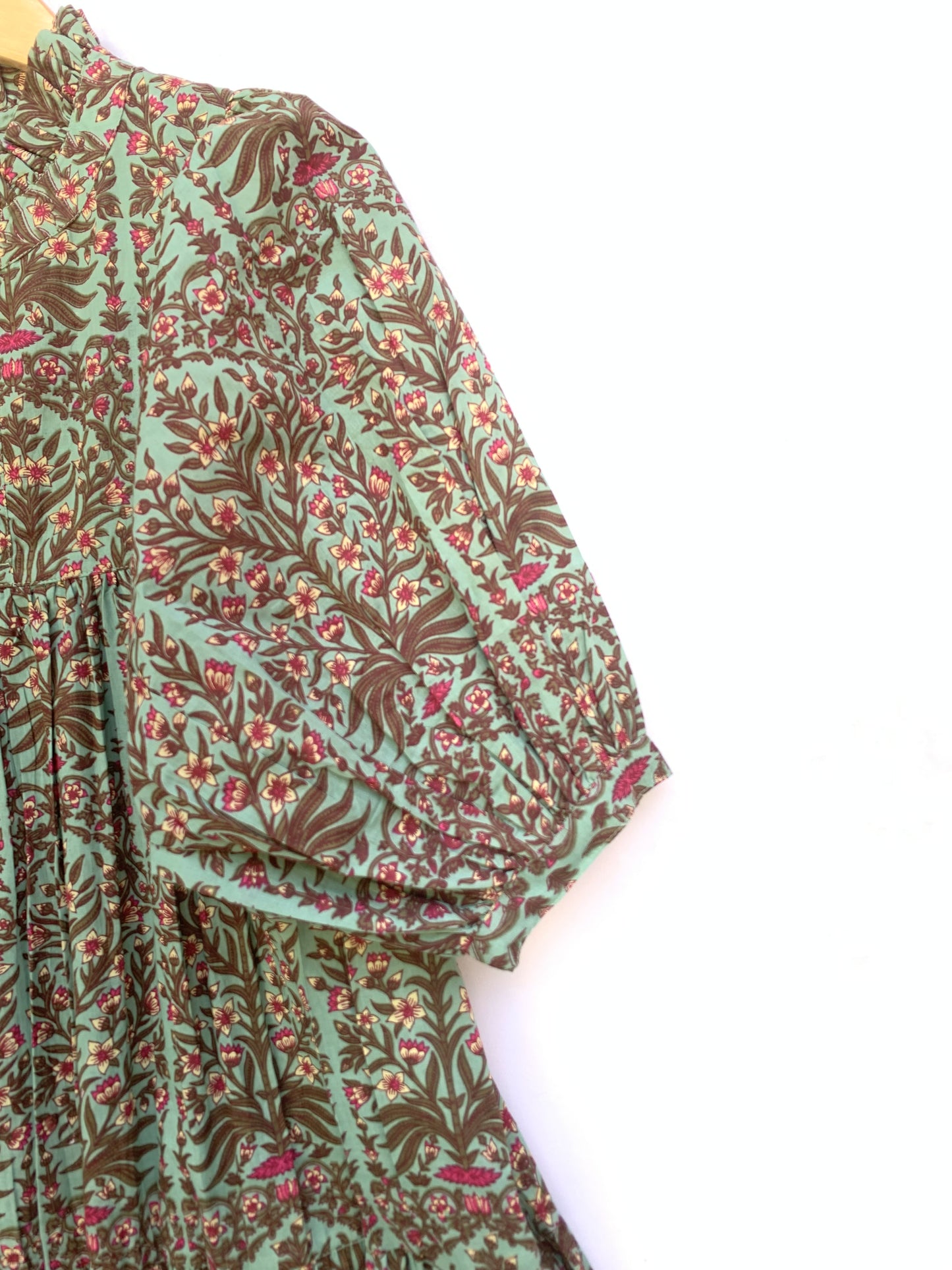 sun green-red floral printed women's maxi dress