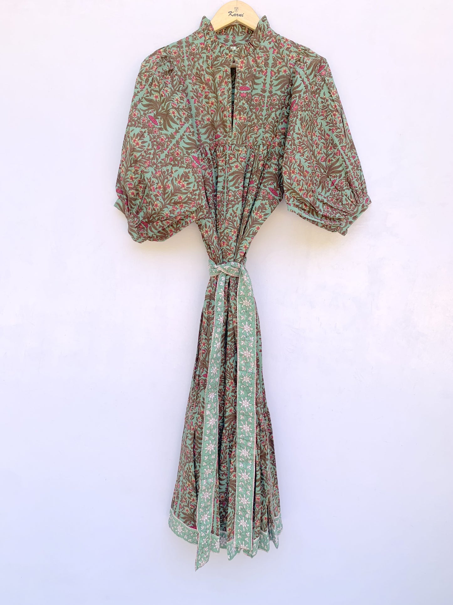 sun green-red floral printed women's maxi dress
