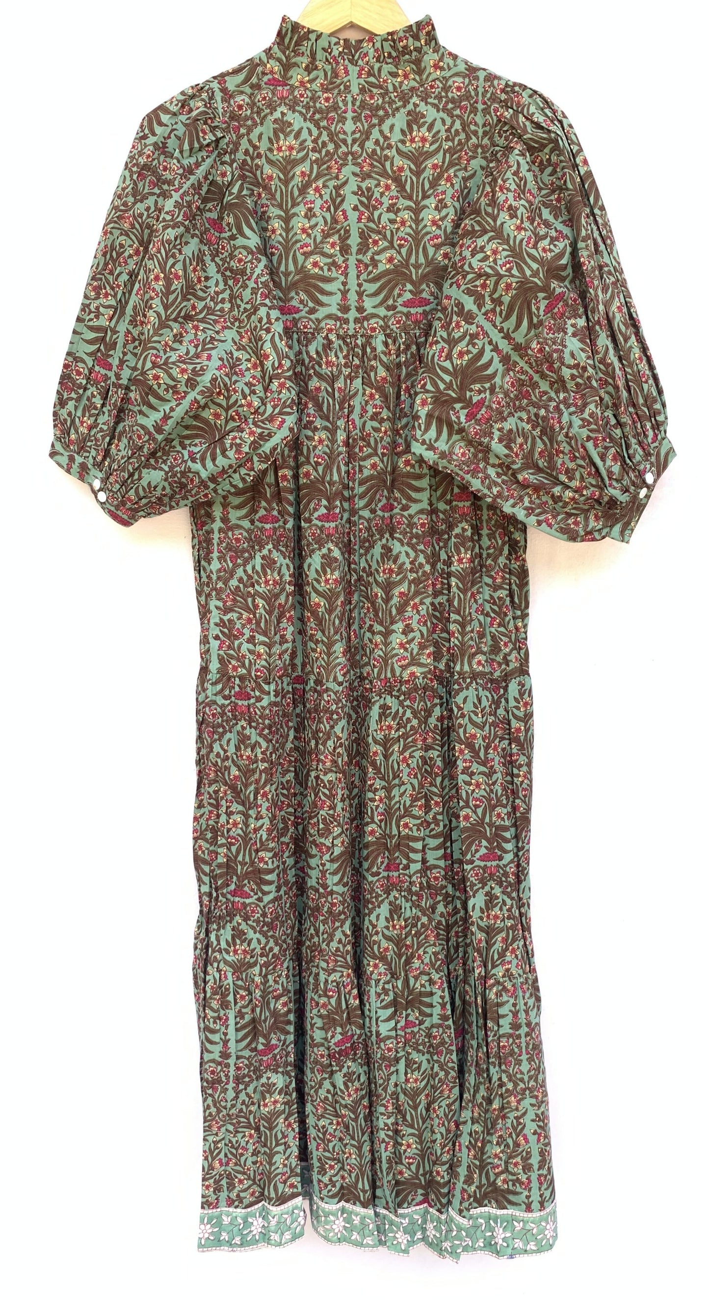 sun green-red floral printed women's maxi dress