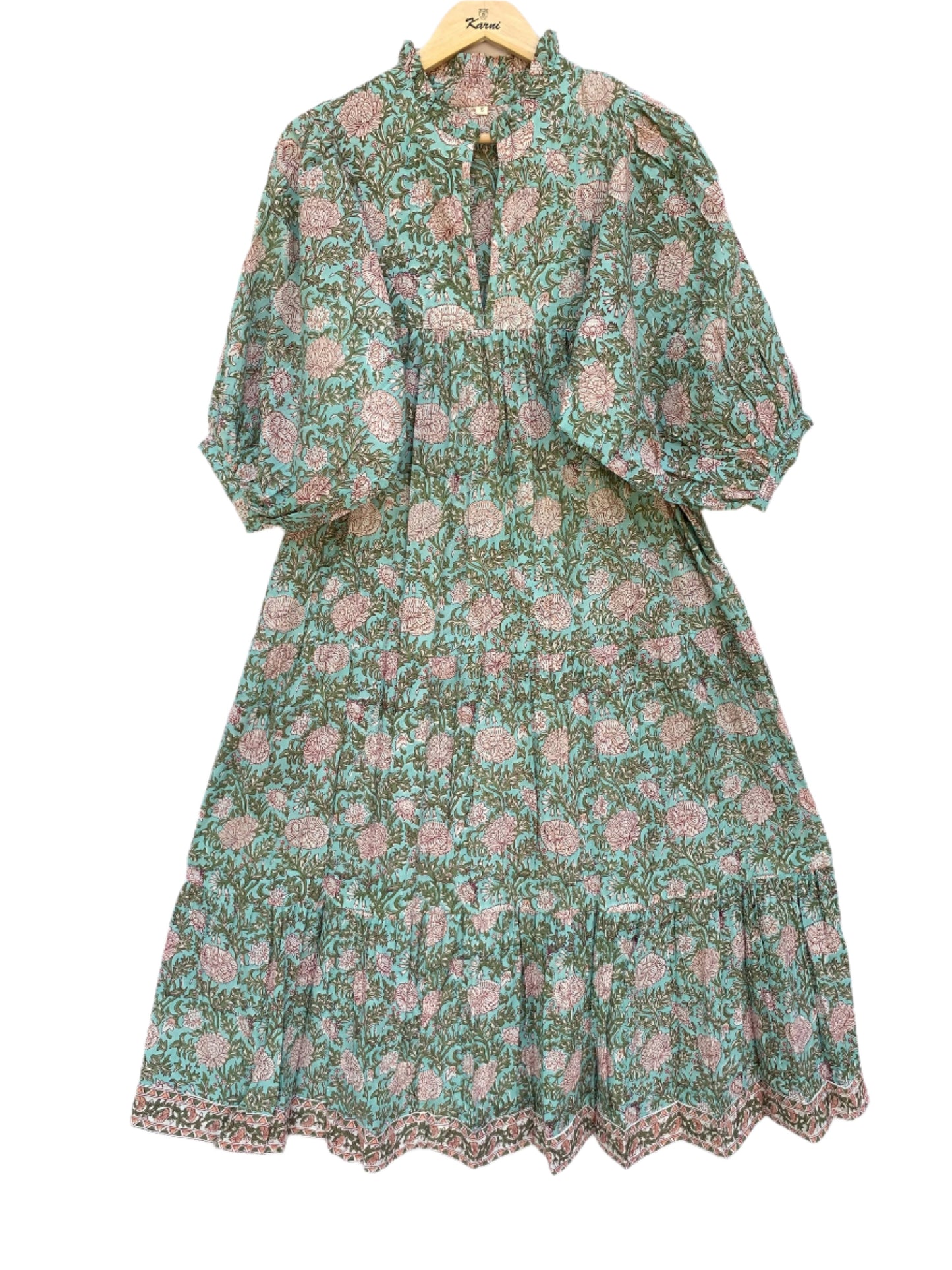 green-pink floral beach wear women's maxi dress