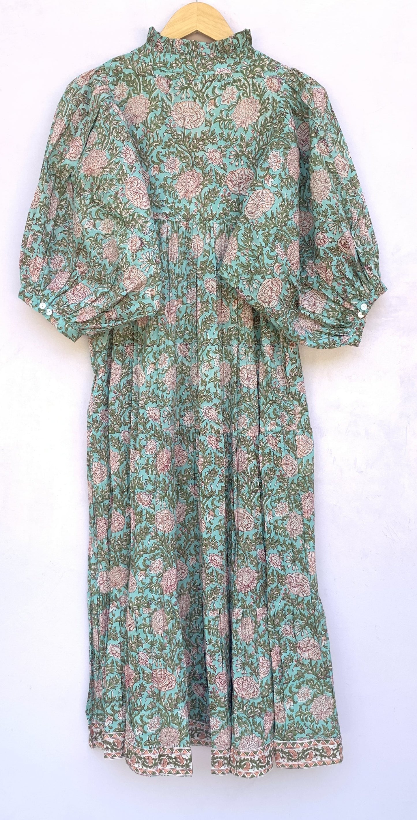 green-pink floral beach wear women's maxi dress