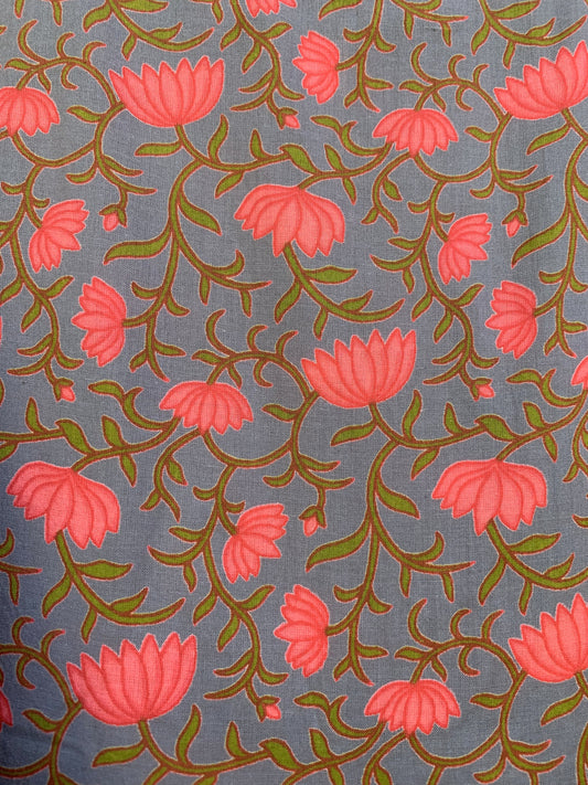 dark gray-red floral printed women's maxi dress