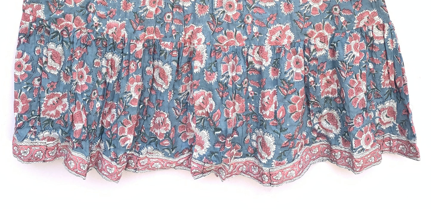 blue-red floral popular bock printed women's maxi dress