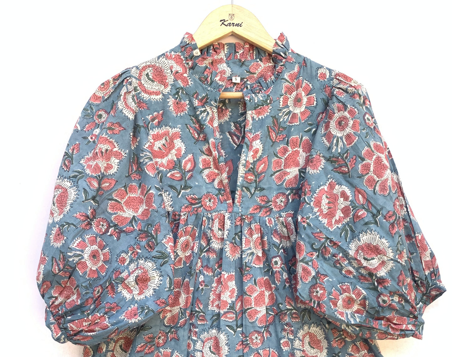 blue-red floral popular bock printed women's maxi dress