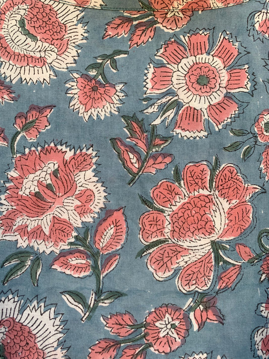 blue-red floral popular bock printed women's maxi dress