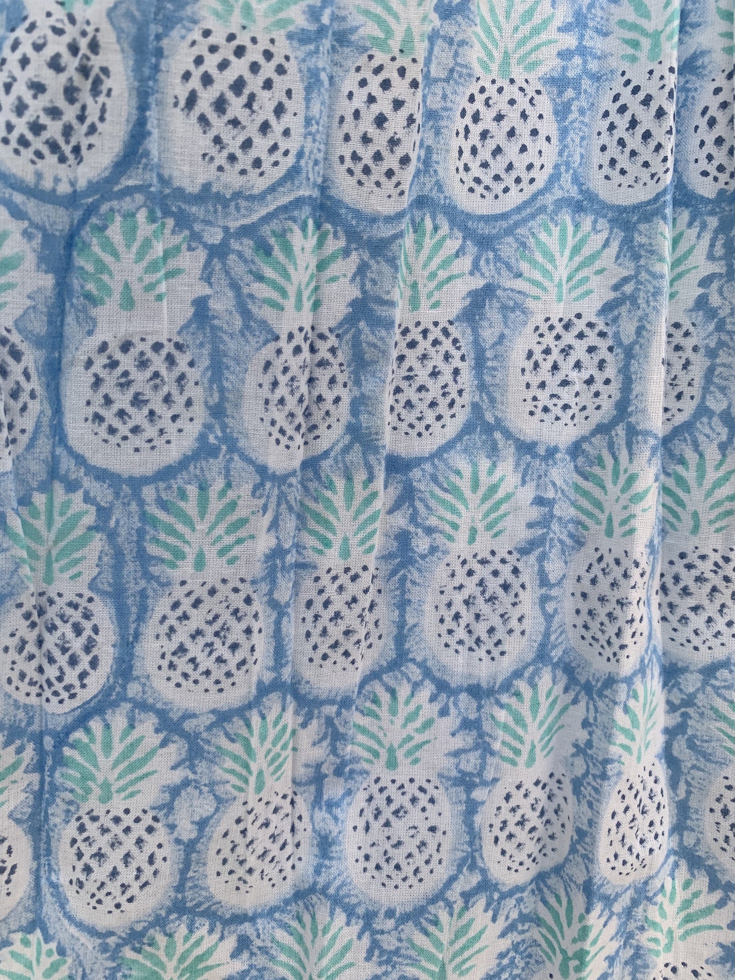 blue-green pineapple printed women's maxi dress