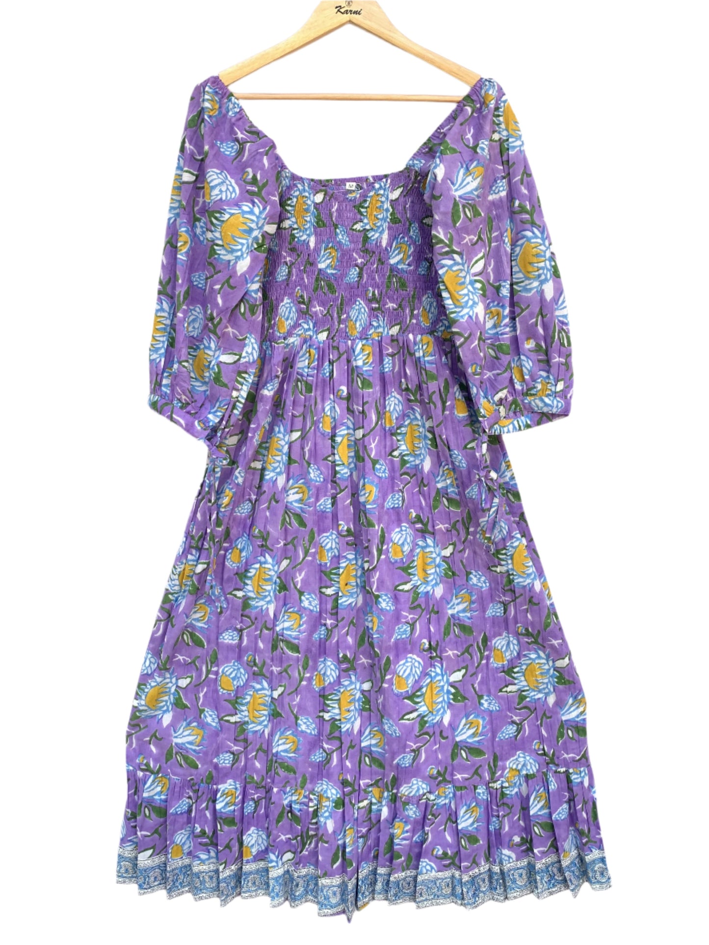 winter purple-yellow floral printed women's maxi dress