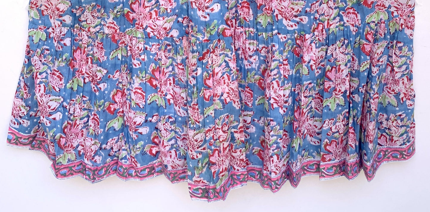 green-red floral printed western maxi dress