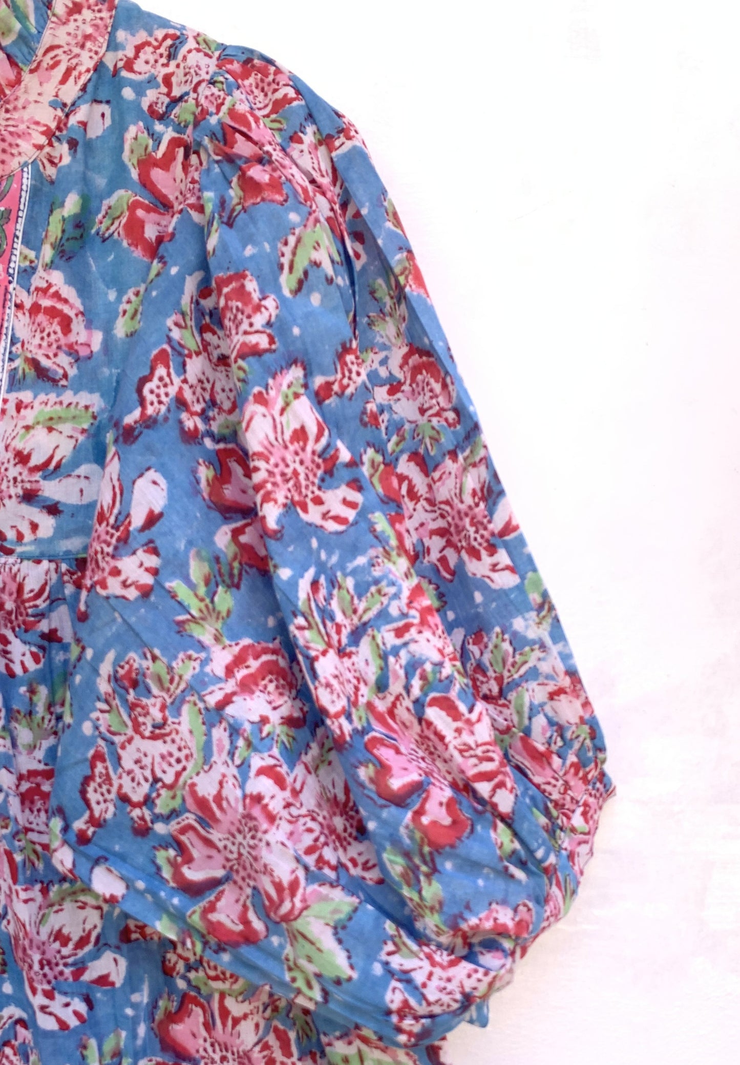 green-red floral printed western maxi dress