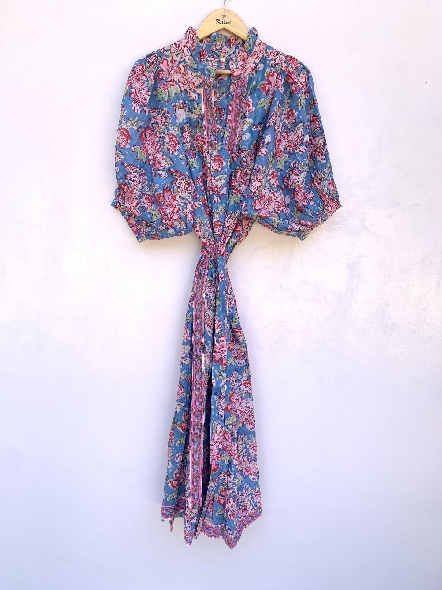 green-red floral printed western maxi dress