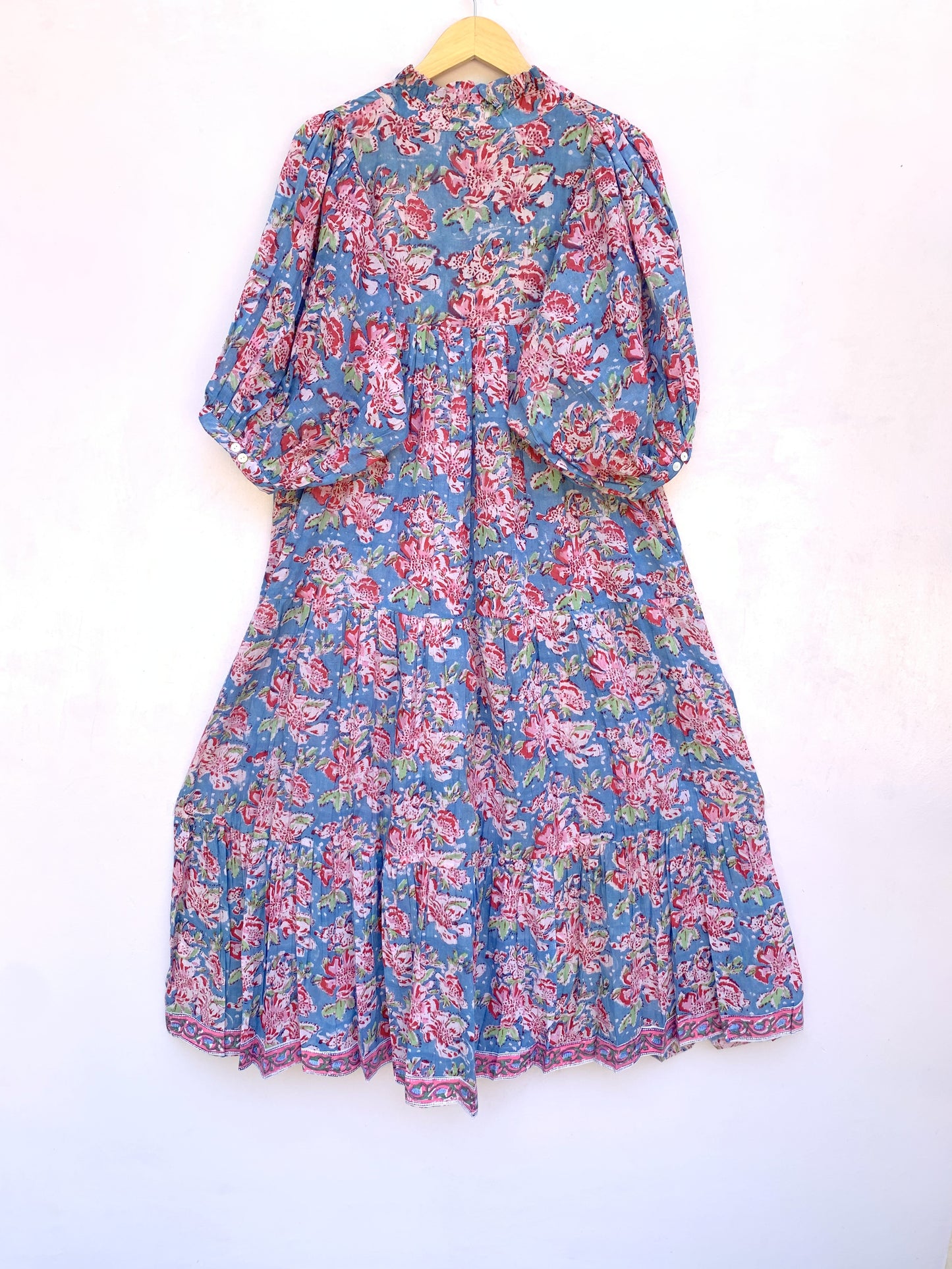 green-red floral printed western maxi dress