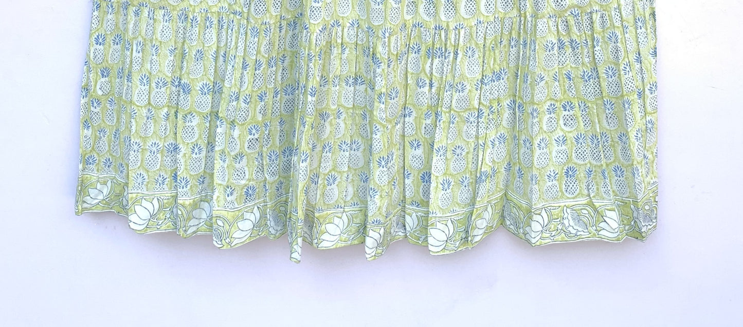 formal green-blue pineapple printed women's maxi dress