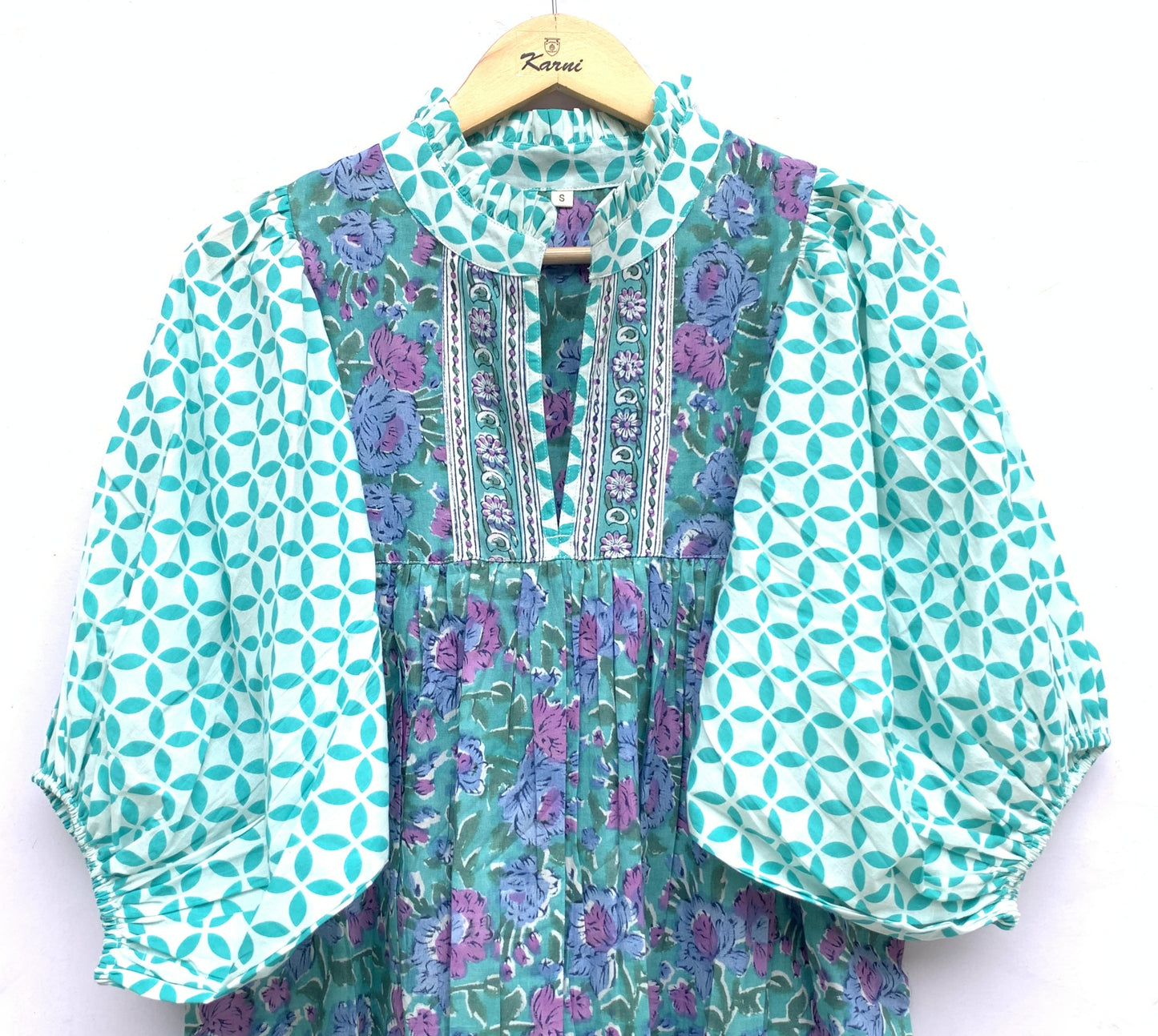 beautiful blue womens cotton floral mini dress