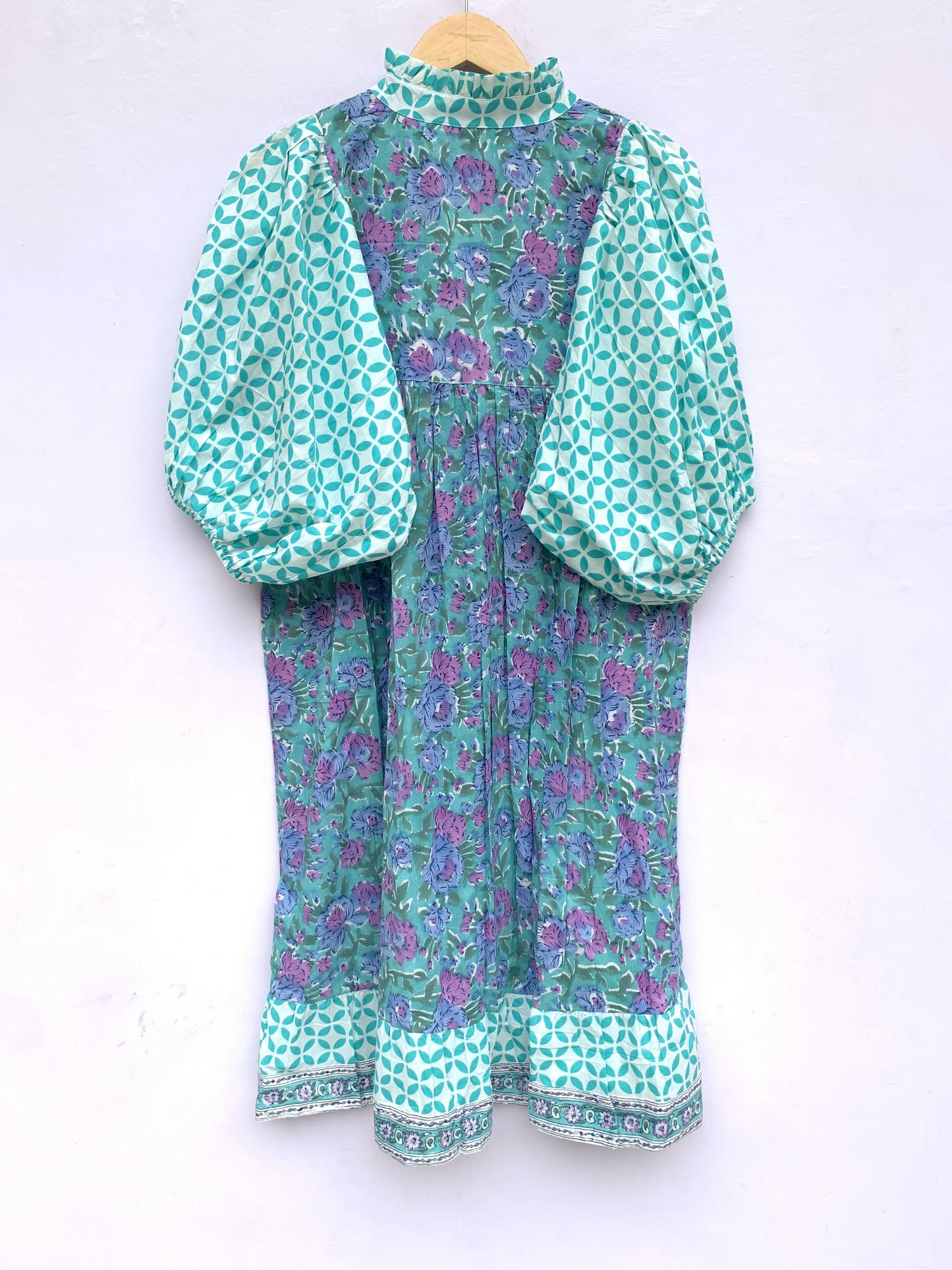 beautiful blue womens cotton floral mini dress