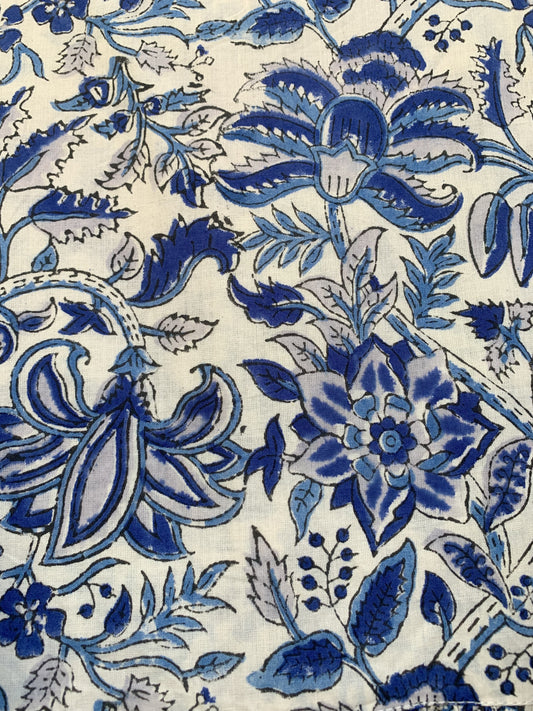 blue and white floral mini womens dress with balloon sleeves