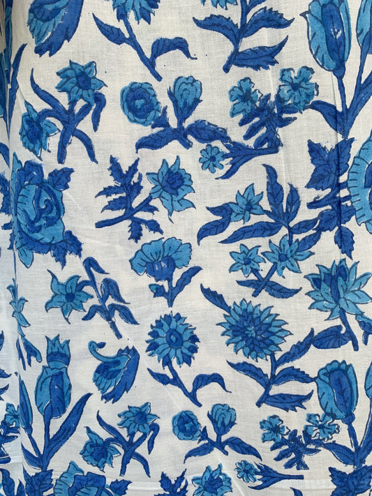 cotton blue and white multifloral blouse