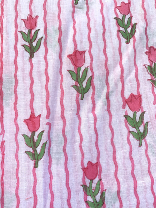 striped tulip floral block printed maxi dress