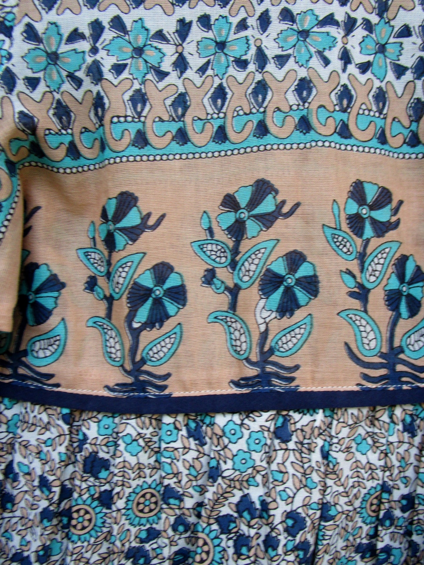 blue floral screen printed blouse for women