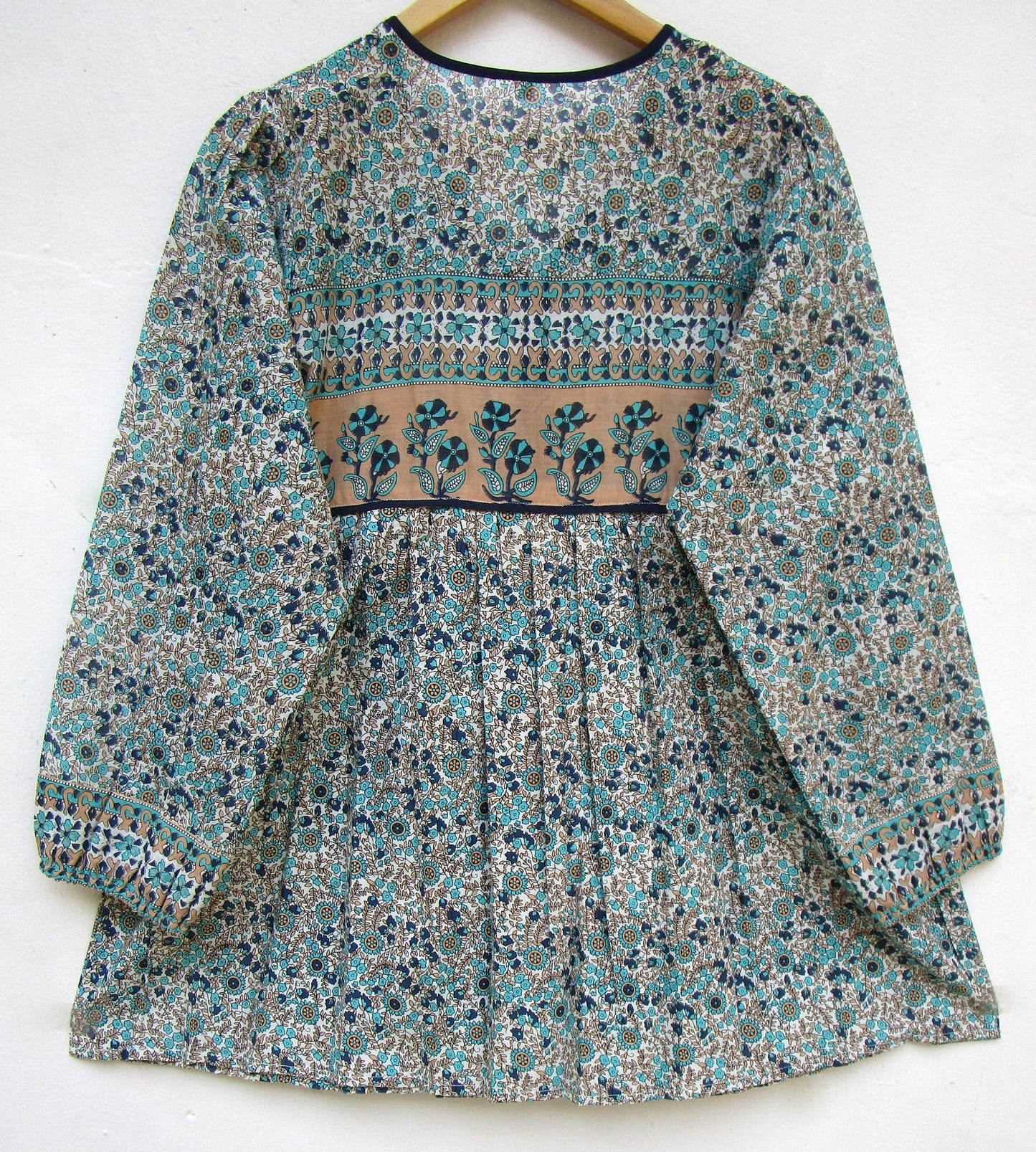 blue floral screen printed blouse for women