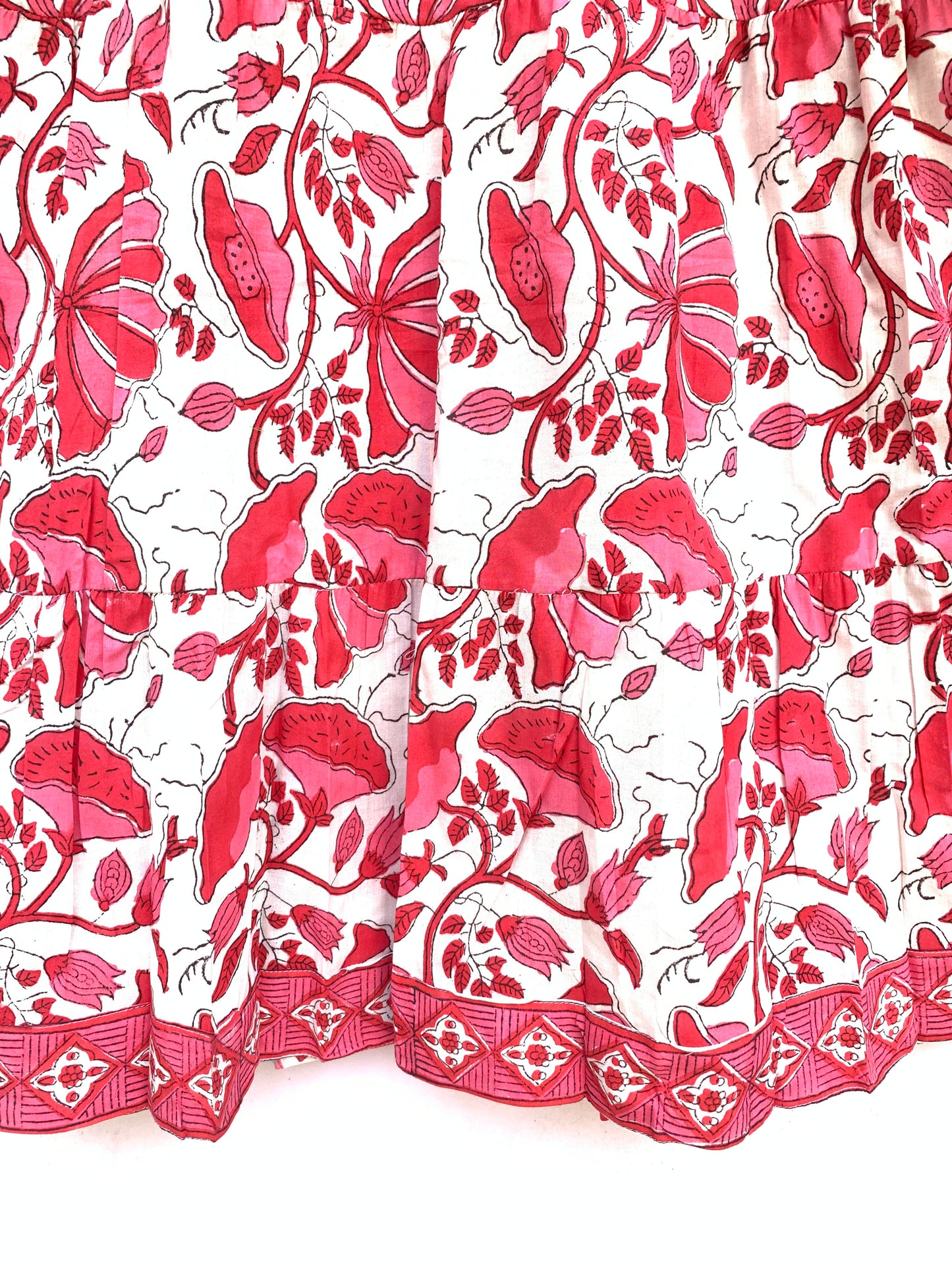 white mini cotton dress with pink multifloral print for women